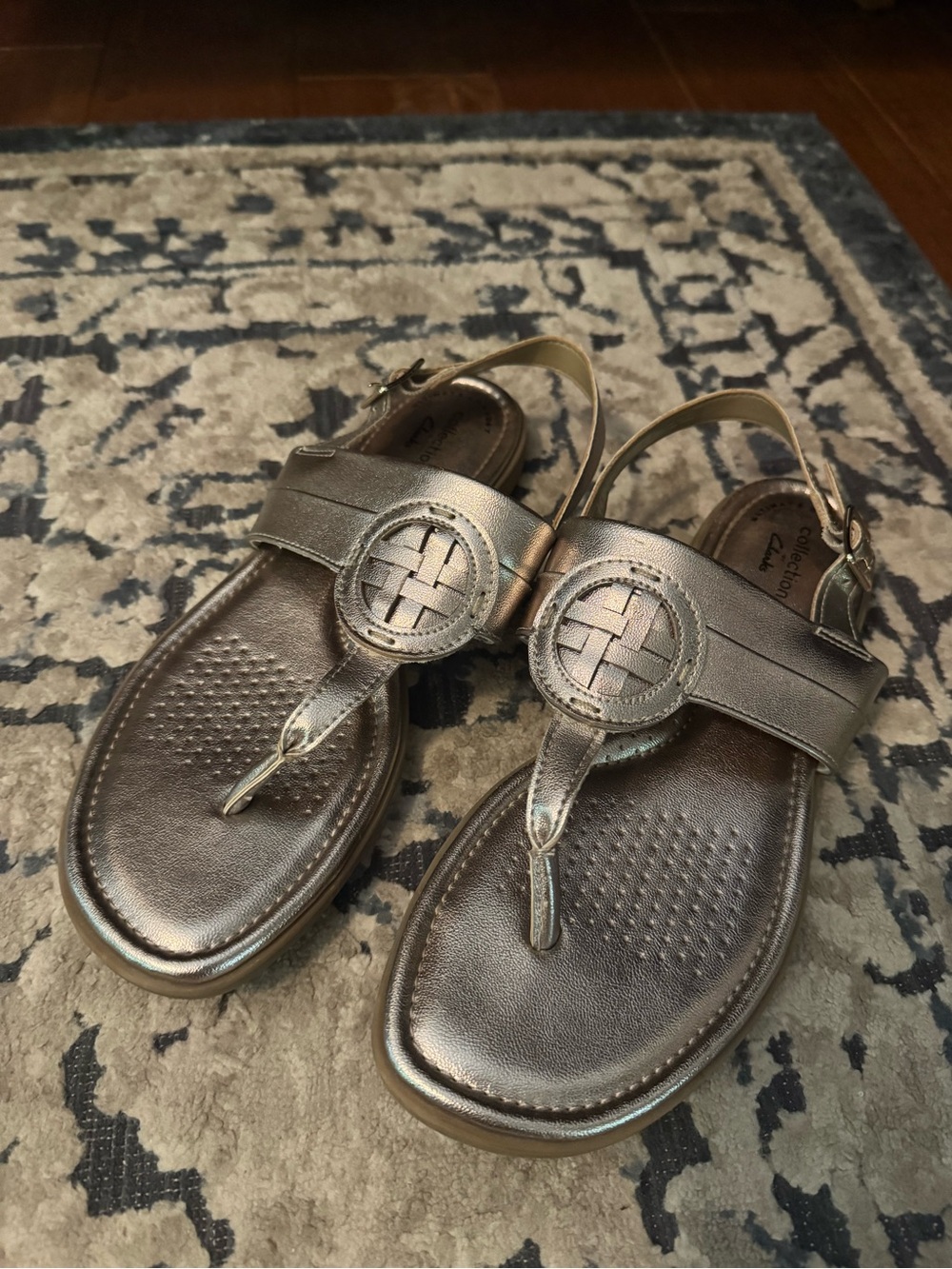 Clarks Metallic Bronze Slingback Thong Sandals